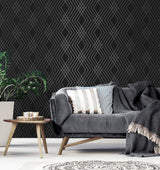 Shard Black by Fine Decor Trellis Wallpaper- Brewster FD43614