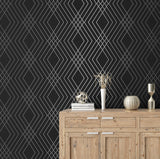 Shard Black by Fine Decor Trellis Wallpaper- Brewster FD43614