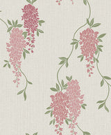 Aisla Pink Wisteria Wallpaper FD43671 pattern and room view
