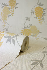 Aisla Yellow by Fine Decor Wisteria Wallpaper – Brewster Home Fashions FD43672