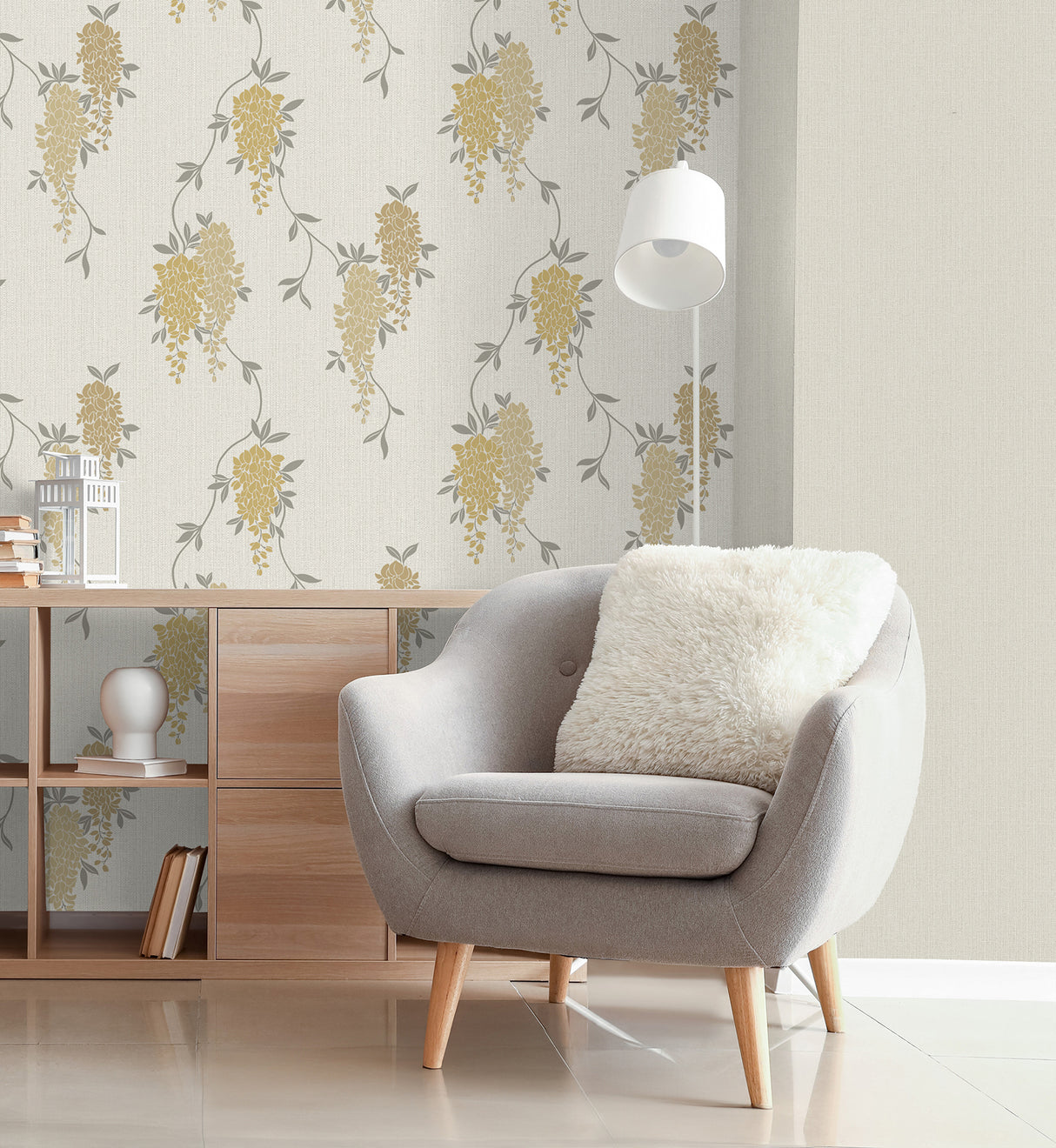 Aisla Yellow by Fine Decor Wisteria Wallpaper – Brewster Home Fashions FD43672