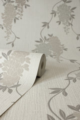 Aisla Neutral Wisteria by Fine Decor Botanical Wallpaper – Brewster Home Fashions FD43673