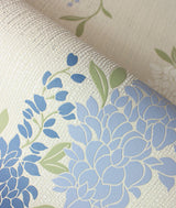 Aisla Blue Wisteria by Fine Decor Expanded Vinyl Botanical Wallpaper 20.9-in x 33-ft – Brewster Home Fashions FD43674