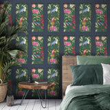 Silas Dark Blue by Fine Decor Tropical Panel Wallpaper – Brewster Home Fashions FD43710
