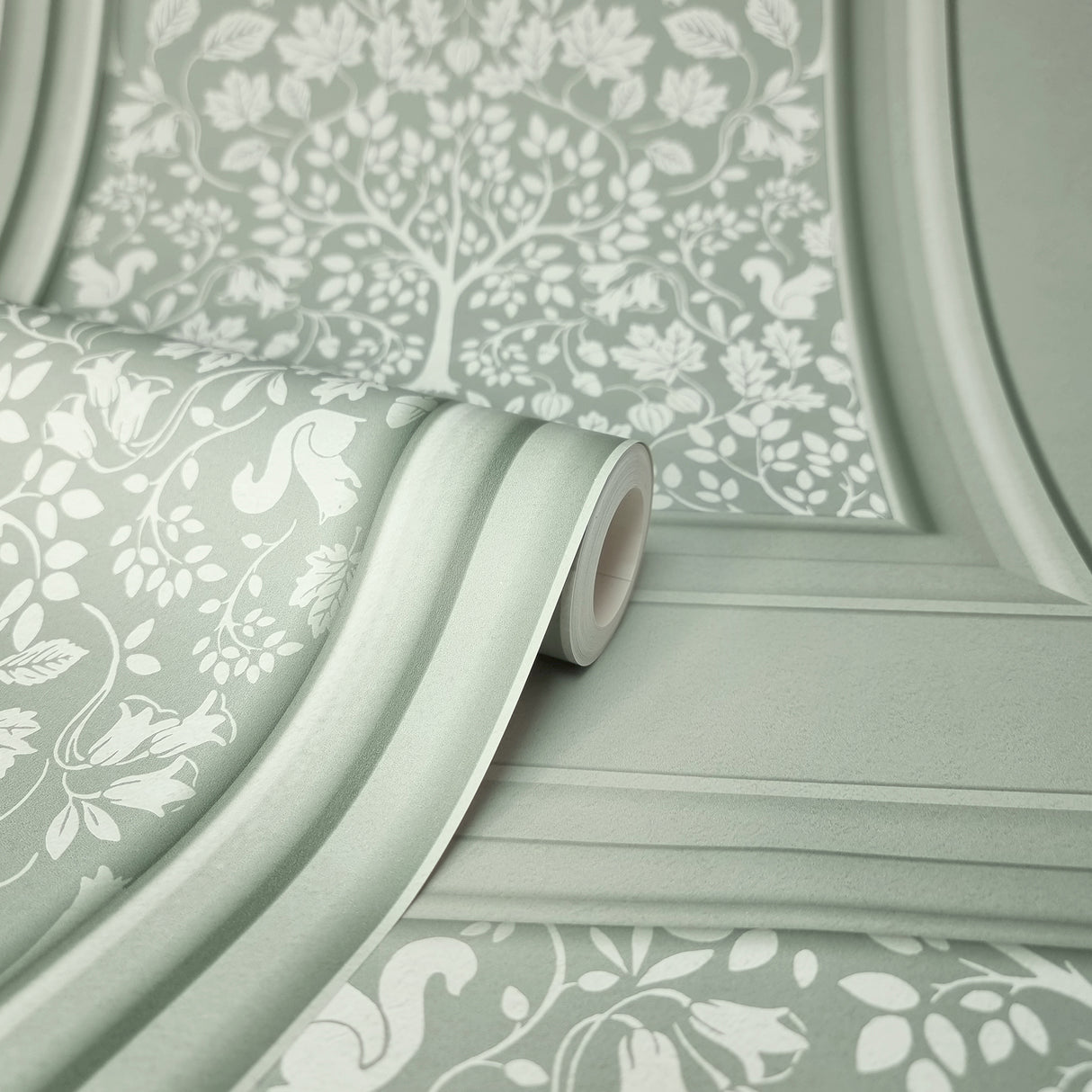Edwina Sage by Fine Decor Woodland Panel Wallpaper – Brewster Home Fashions FD43711