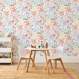 Zena Multicolor Berries and Blooms by Fine Decor Whimsical Botanical Garden Pastel Floral Illustrated Unpasted Paper Wallpaper Roll - FD43713