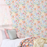 Zena Multicolor Berries and Blooms by Fine Decor Whimsical Botanical Garden Pastel Floral Illustrated Unpasted Paper Wallpaper Roll - FD43713