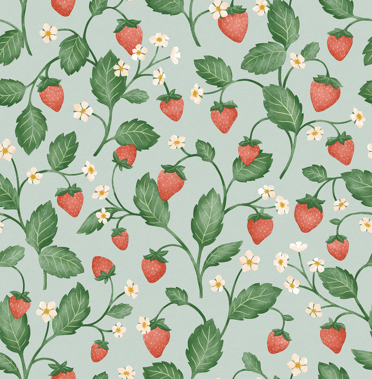 Fine Decor Maxine Seafoam Strawberry Fields Wallpaper FD43718