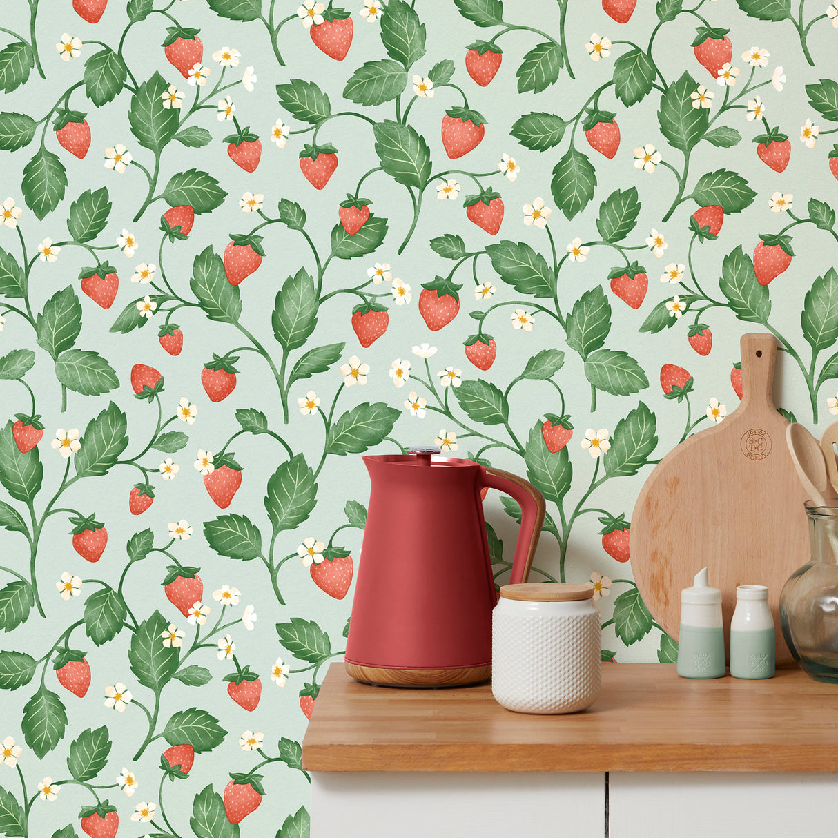 Maxine Seafoam by Fine Decor Strawberry Fields Wallpaper – Brewster Home Fashions FD43718