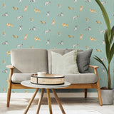 Delmar Blue by Fine Decor Painted Dogs Wallpaper – Brewster Home Fashions FD43719