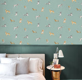 Delmar Blue by Fine Decor Painted Dogs Wallpaper – Brewster Home Fashions FD43719