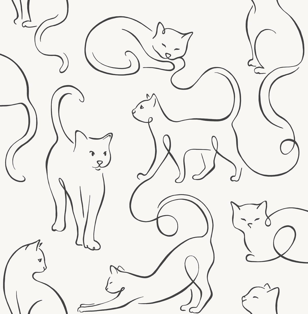 Fine Decor Clarice Black Cat Sketches Wallpaper FD43720