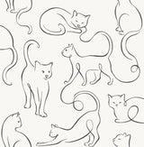 Fine Decor Clarice Black Cat Sketches Wallpaper FD43720