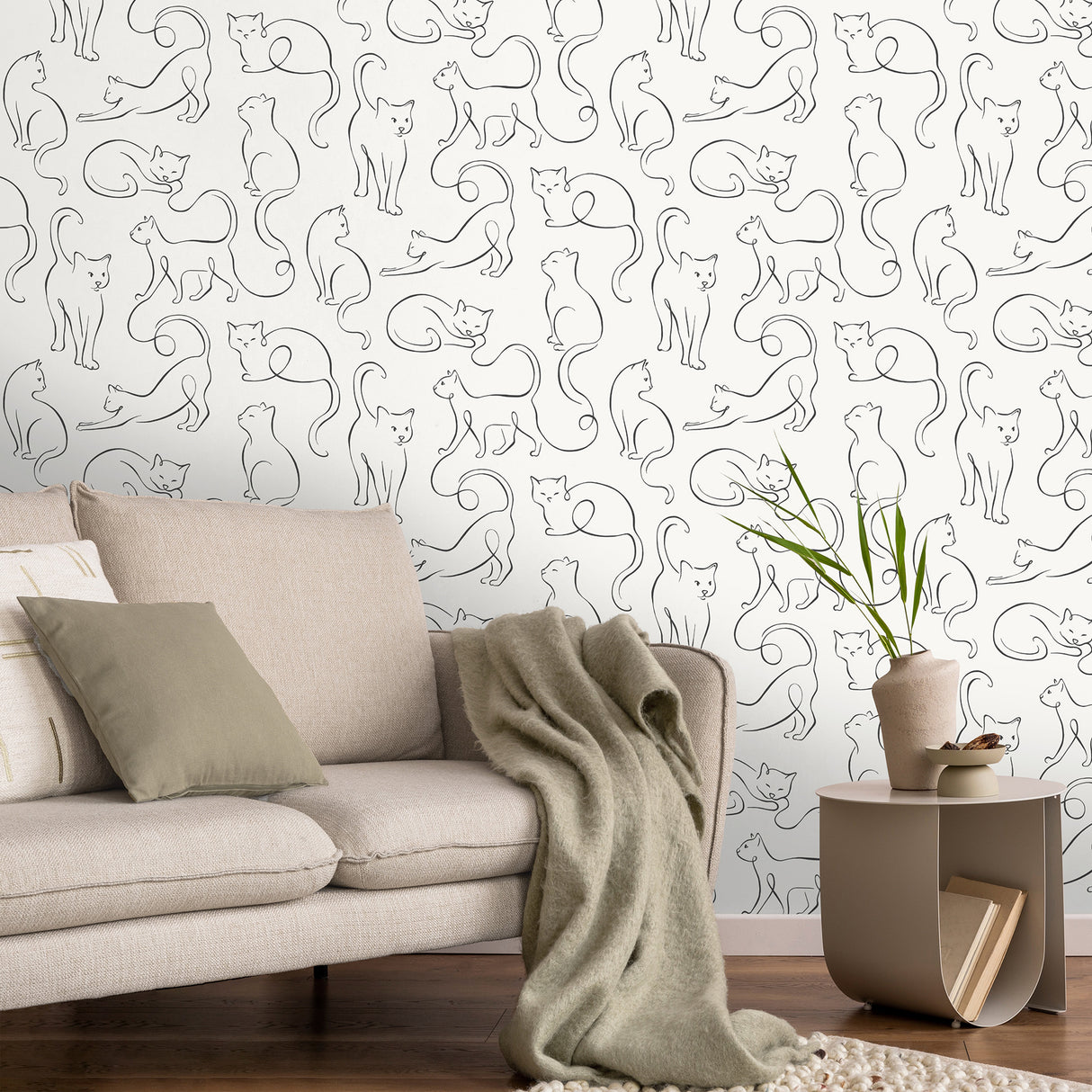 Clarice Black Cat Sketches Black by Fine Decor Wallpaper – Brewster Home Fashions FD43720