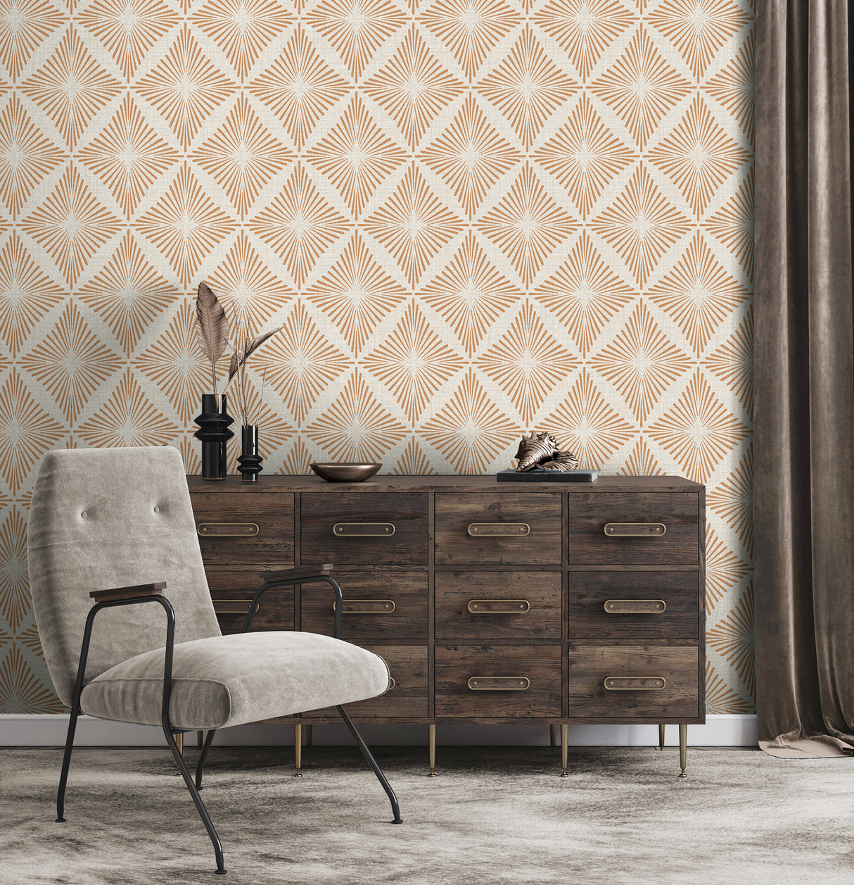 Denver Rust by Fine Decor Starburst Wallpaper – Brewster Home Fashions FD43748