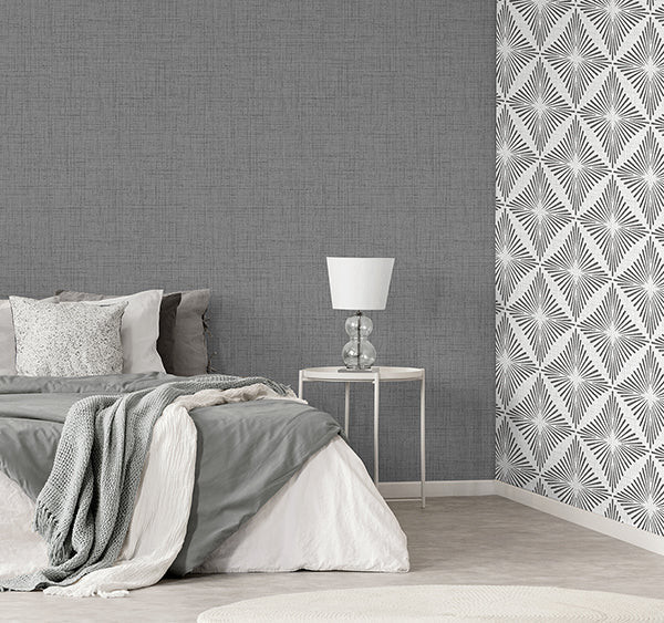 Weber Dark Grey by Fine Decor Fabric Texture Wallpaper – Brewster Home Fashions FD43751