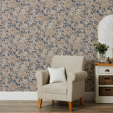 Hedgerow Navy by Fine Decor Floral Trails Wallpaper – Brewster Home Fashions FD43778
