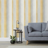 Freya Yellow by Fine Decor Washed Stripe Wallpaper – Brewster FD43779