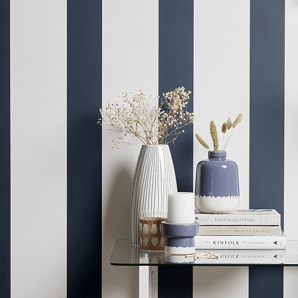 Tiago Blue Stripe by Fine Decor Stripes Wallpaper – Brewster Home Fashions FD43782