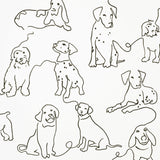 Ansel Black Dog Sketches Wallpaper in Black by Fine Decor