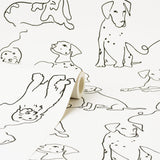 Ansel Black by Fine Decor Dog Sketches Wallpaper – Brewster Home Fashions FD43783