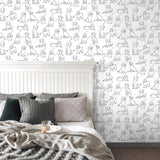 Ansel Black by Fine Decor Dog Sketches Wallpaper – Brewster Home Fashions FD43783
