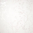 Cosima White Sprig wallpaper by Fine Decor – detail of glossy dove branches on white.