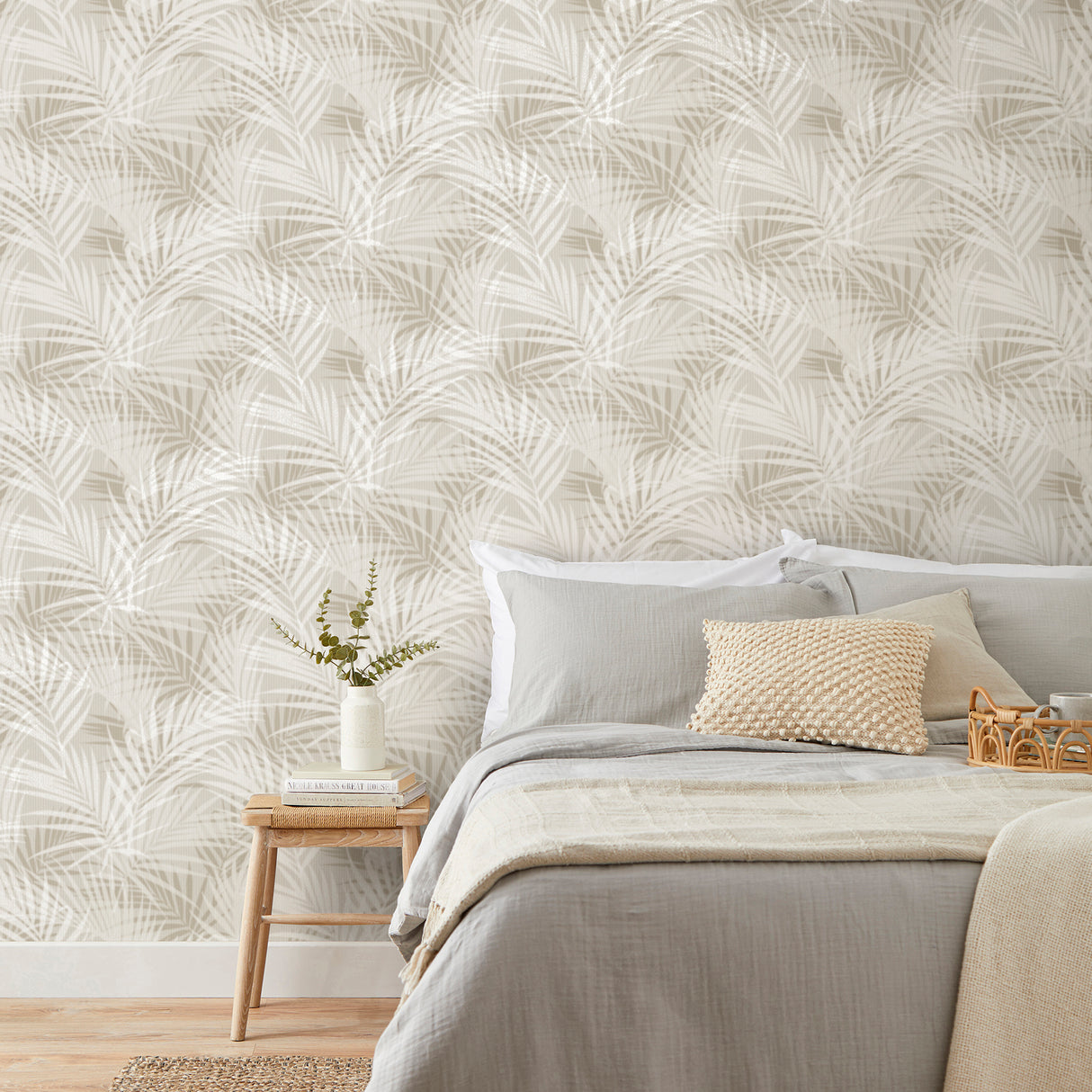 Frida Neutral by Fine Decor Textured Palm Wallpaper – Brewster Home Fashions FD43788