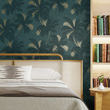 Jones Teal by Fine Decor Palm Tree Wallpaper – Brewster Home Fashions FD43789