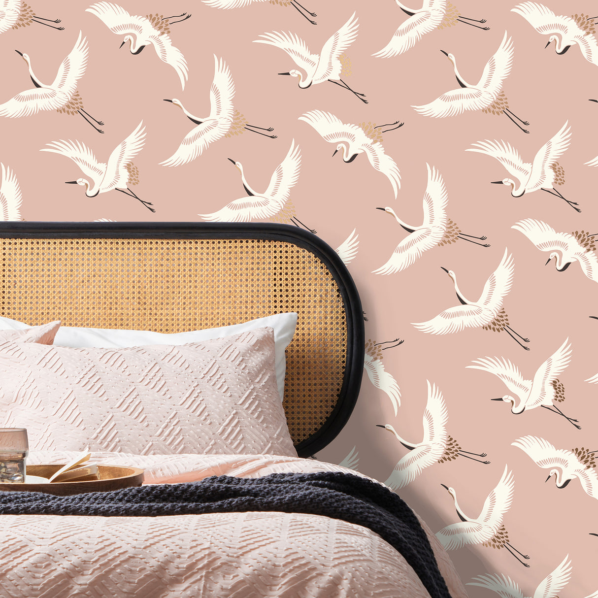 Cosette Blush by Fine Decor Cranes Wallpaper – Brewster Home Fashions FD43792