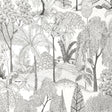 Fine Decor Lilou White Tropical Island Wallpaper pattern in charcoal on white