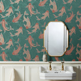 Dashiell Teal by Fine Decor Decorative Fish Wallpaper – Brewster Home Fashions FD43796