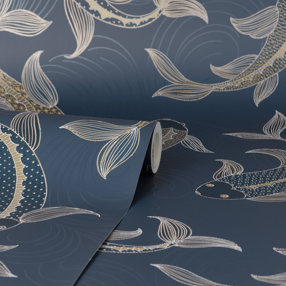 Dashiell Navy by Fine Decor Decorative Fish Wallpaper – Brewster Home Fashions FD43797