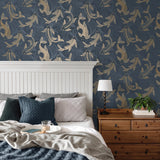 Dashiell Navy by Fine Decor Decorative Fish Wallpaper – Brewster Home Fashions FD43797