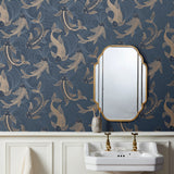 Dashiell Navy by Fine Decor Decorative Fish Wallpaper – Brewster Home Fashions FD43797