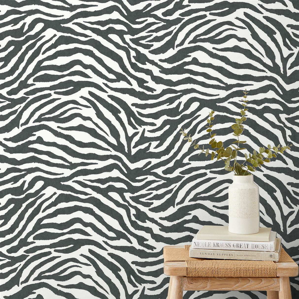 Shoshana Black by Fine Decor Modern Zebra Wallpaper – Brewster Home Fashions FD43801