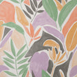 Marisol Pastel Artistic Leaf Wallpaper detail, room view, and roll