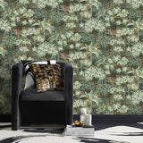 Kamali Moss by Fine Decor Leopard Trees Wallpaper – Brewster Home Fashions FD43816