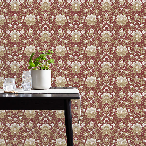 Issey Red by Fine Decor Floral Wallpaper – Brewster Home Fashions FD43823