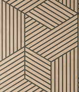 Fine Decor Gerrit Light Brown Geometric Panel Wallpaper roll and room scene