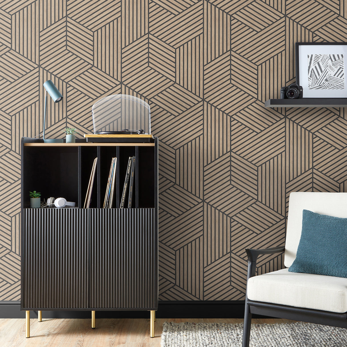 Gerrit Light Brown by Fine Decor Geometric Panel Wallpaper – Brewster Home Fashions FD43825