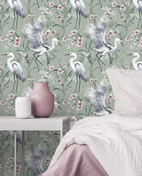 Simonetta Seafoam by Fine Decor Heron Wallpaper – Brewster Home Fashions FD43826