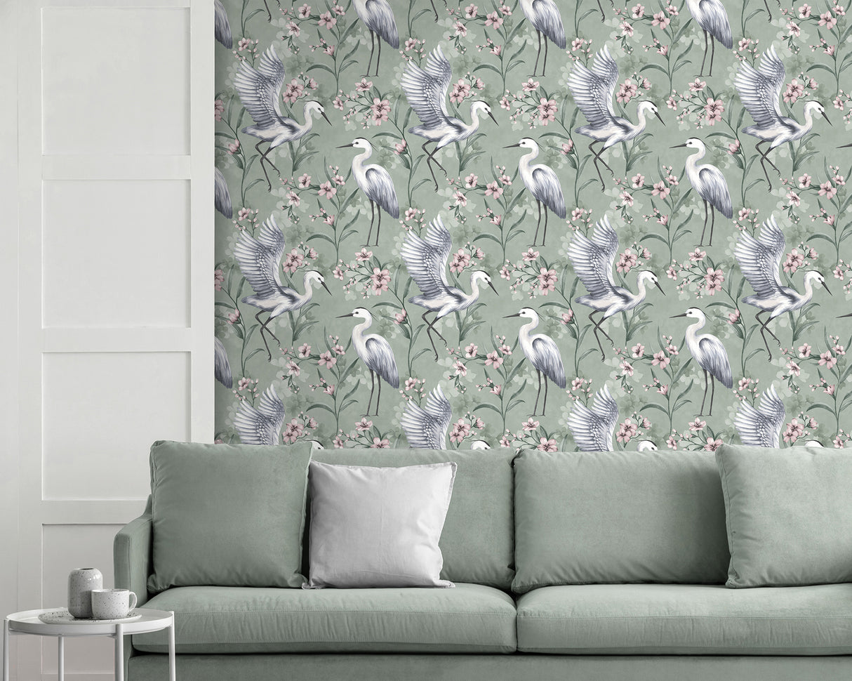 Simonetta Seafoam by Fine Decor Heron Wallpaper – Brewster Home Fashions FD43826