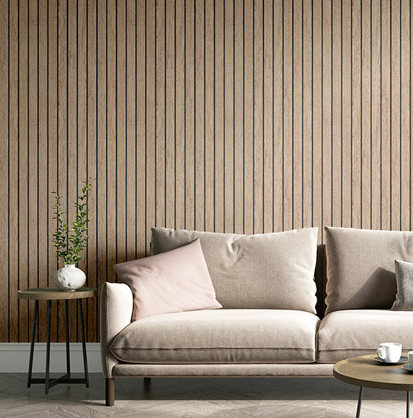 Manolo Light Brown by Fine Decor Wooden Slat Wallpaper – Brewster Home Fashions FD43830
