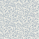 Fine Decor Marin Blue Leaf Trail Wallpaper roll and pattern in blue on light background