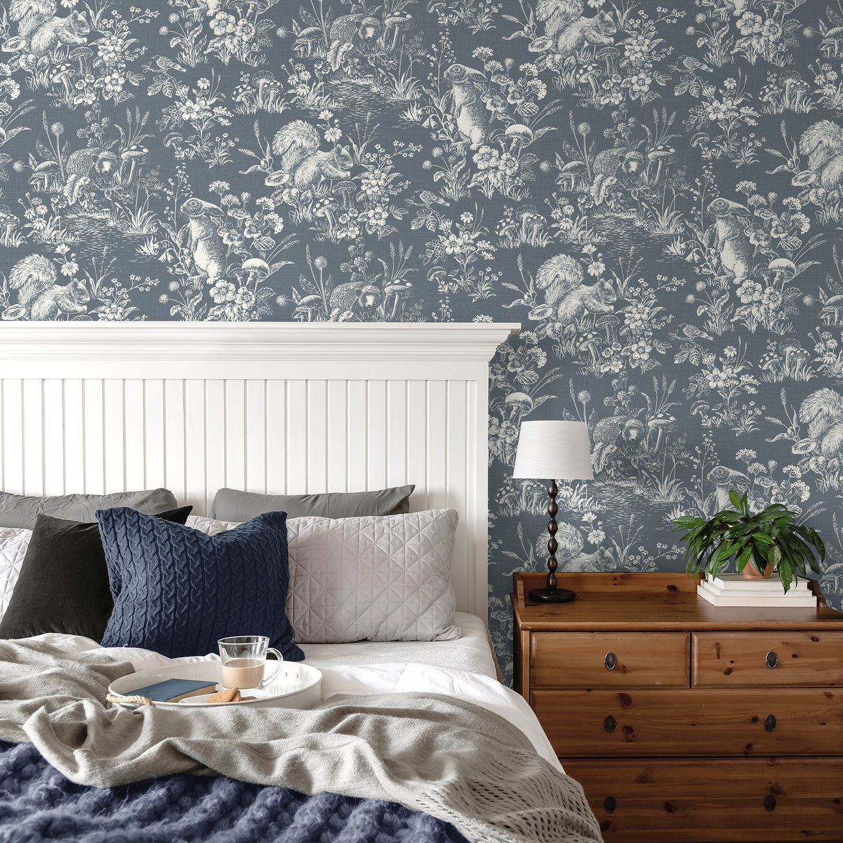 Eames Blue Forest Friends by Fine Decor Animals Wallpaper – Brewster Home Fashions FD43839