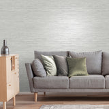 Liam Silver Metallic Weave by Fine Decor Faux Grasscloth Glam Unpasted Non Woven Wallpaper 20.5-In x 33-Ft Roll, Covers 56.4 Sq Ft - FD43935