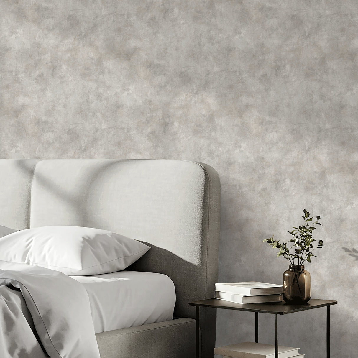 Godric Grey Limewash Plaster Wallpaper by Fine Decor Unpasted Non Woven Distressed Texture Transitional Sidewall, Medley Collection FD43940