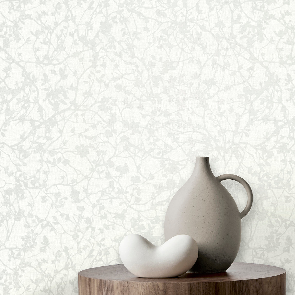 Jaya White by Fine Decor Organic Sprig Botanical Farmhouse Non Woven Unpasted Strippable Wallpaper FD43946
