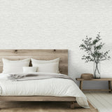 Sewell Dove Pale Grey and White Fabric Texture Transitional Unpasted Non Woven Strippable Wallpaper from Medley by Fine Decor - FD43948